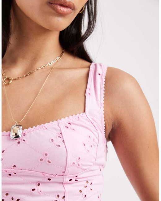 Free People White Full Bloom Eyelet Cami Top