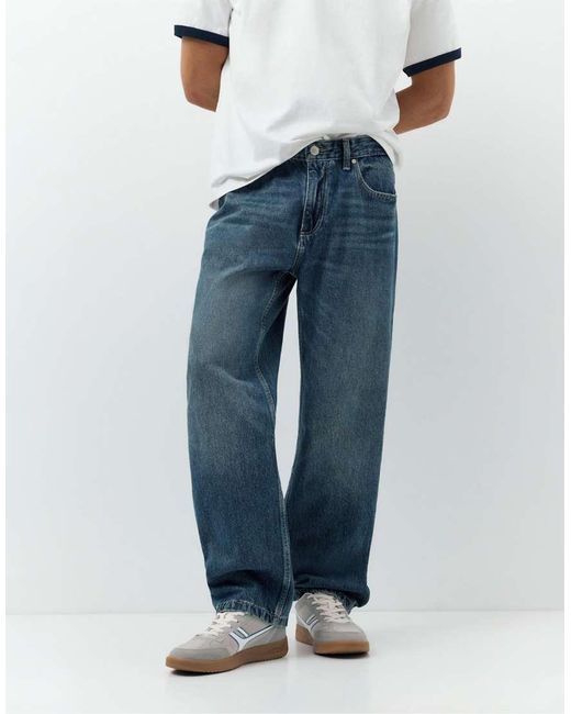 Pull&Bear Blue Straight-leg Jeans for men