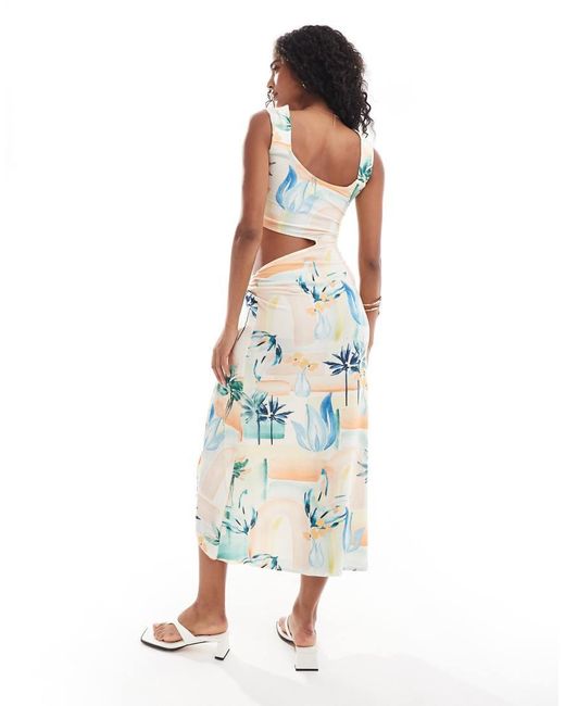 ASOS White Knot Front Ruched Midi Dress