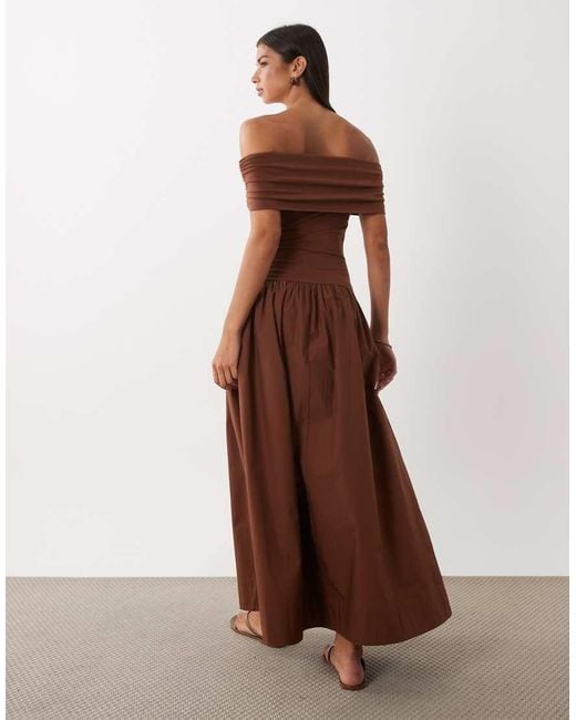 ASOS Brown Bardot Hybrid Maxi Dress