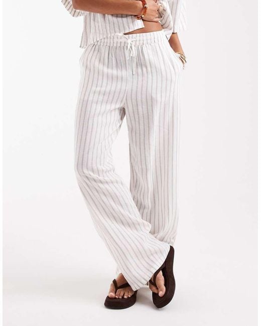 Vero Moda White Linen Touch Tie Waist Trouser Co-Ord