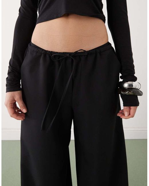 Reclaimed Vintage Black Drawstring Pull On Barrel Leg Pants