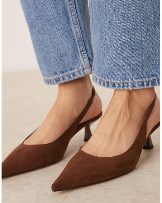 Stroll - chaussures à talon mi-haut et bride arrière en suédine ASOS en coloris Blue