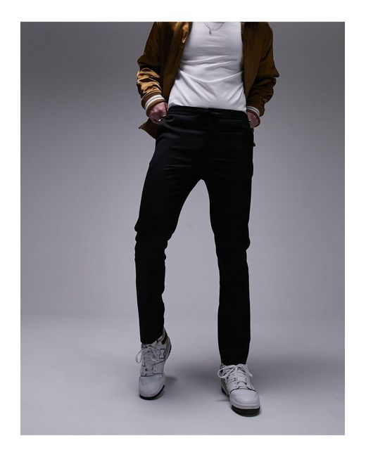 Topman Black Skinny Smart Trousers With Elastic Waistband for men