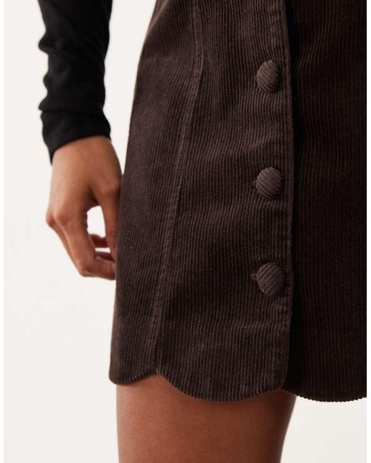 Nobody's Child Petite Black Chelsea Cord Pleat Detail Button-through Mini Skirt