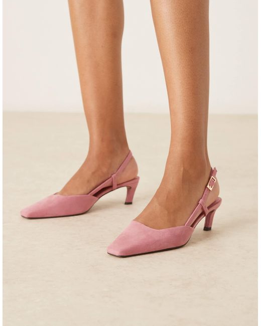 ASOS Pink Shadow Chisel Toe Slingback Mid Heel Shoes