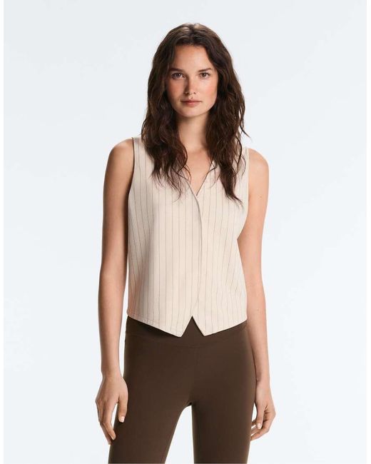 Oysho Natural Striped Waistcoat