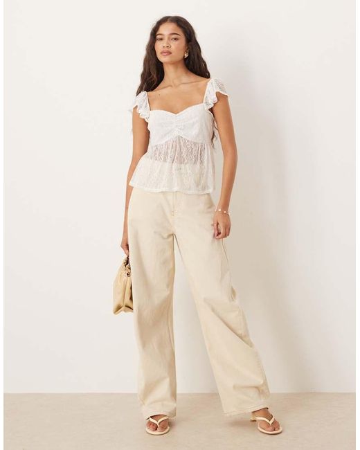 ASOS Natural Milkmaid Lace Crop Top