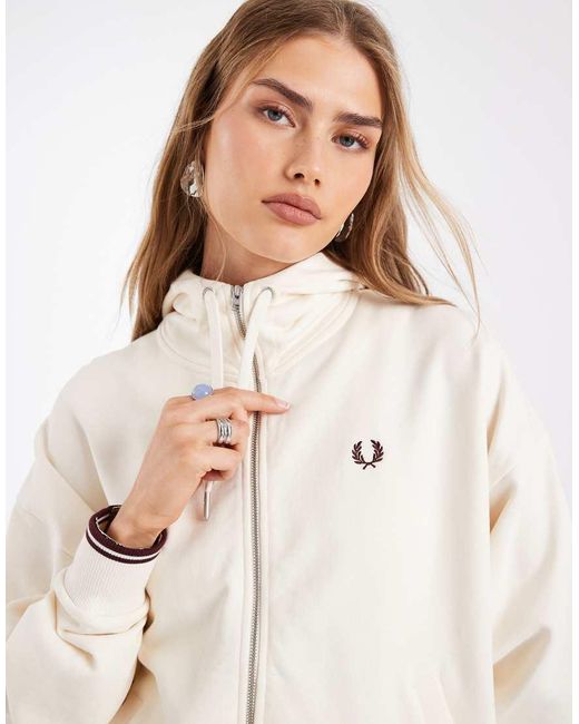 Fred Perry White Tipped Logo Hoodie