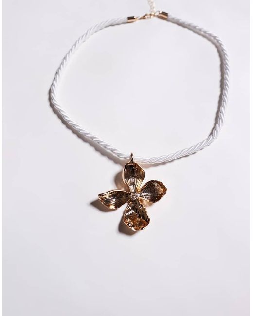 ALDO Metallic Chicadellicc Cord Necklace With Flower Pendant