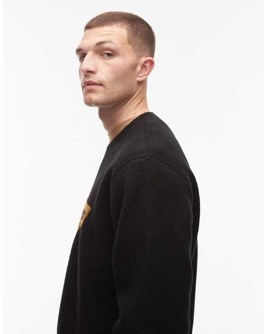 Dickies Black Ruston Knitted Jumper With Large Front Horsehoe Logo for men