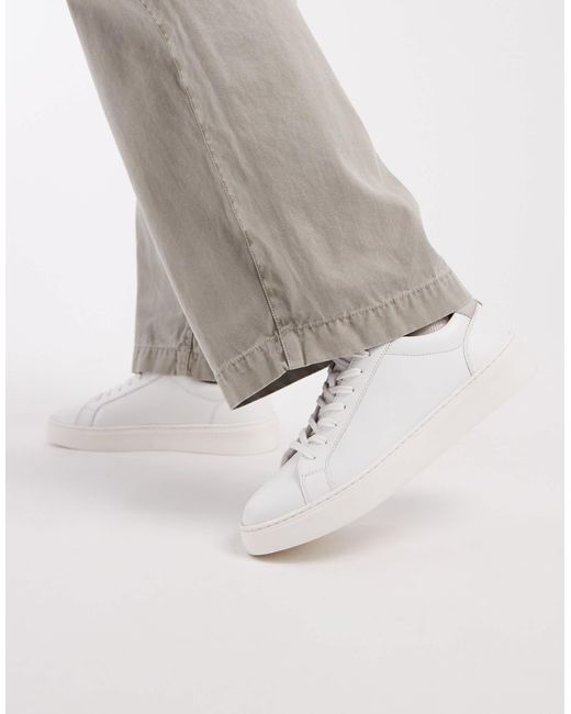 ASOS – schnürsneaker aus em leder mit fersen-detail in Gray für Herren