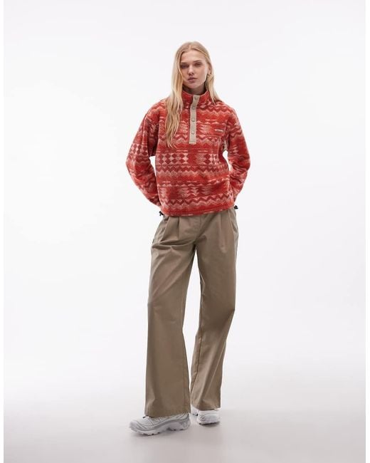 Columbia Red Helvetia Ii Printed Cropped Half Snap Fleece