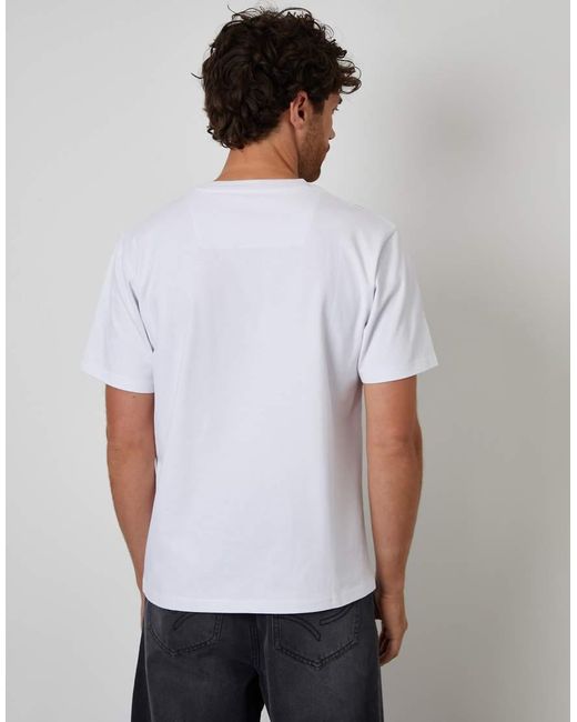 Threadbare White Peached Cotton Short Sleeve T-Shirt for men