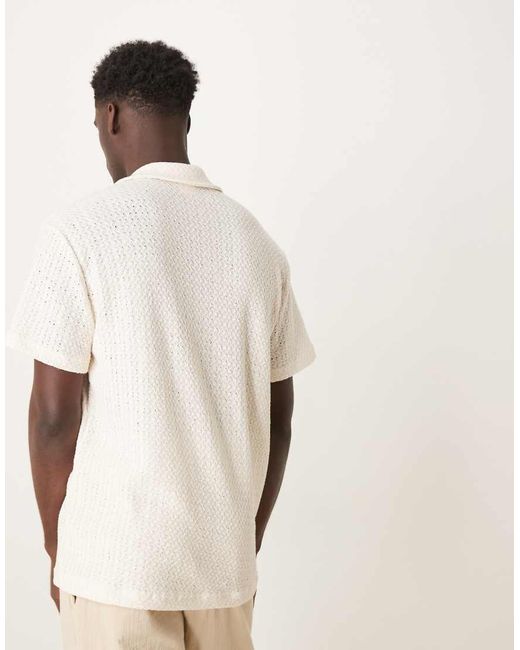 SELECTED Overhemd Met Textuur En Reverskraag in het White voor heren