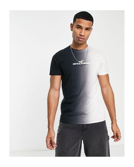 Camiseta blanca negra con diseño degradado vertical y logo Hollister de hombre de color Blanco |