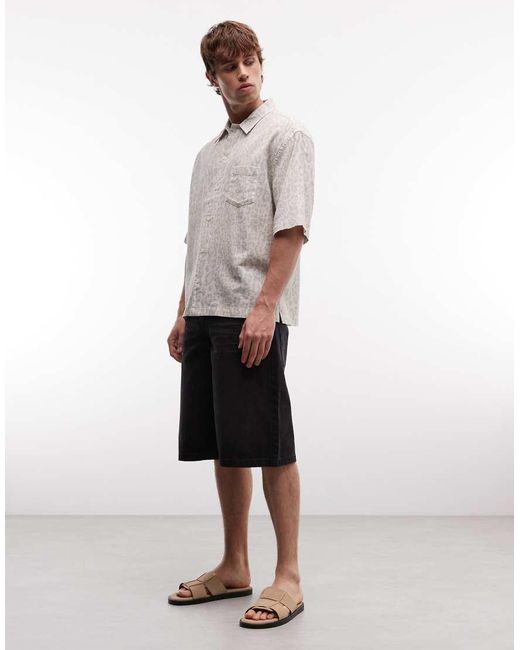 AllSaints Multicolor Cruz Leo Short Sleeve Linen Blend Leopard Print Shirt for men