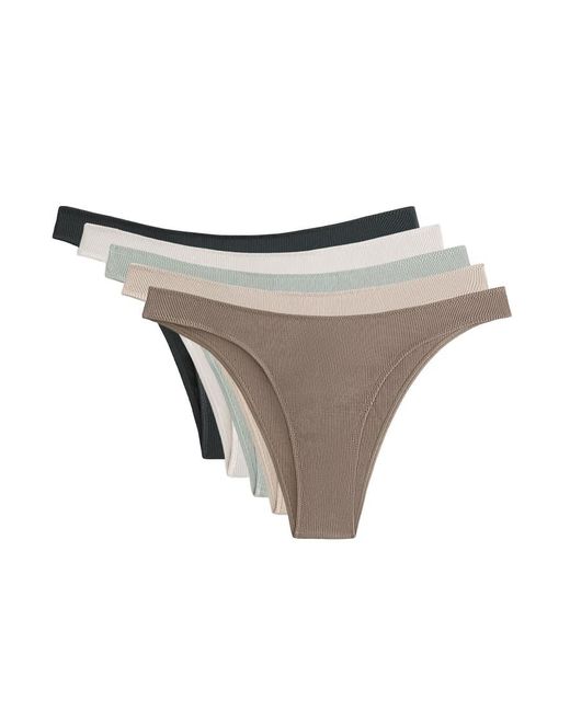 Oysho White 5 Rib U-cut Brazilian Briefs