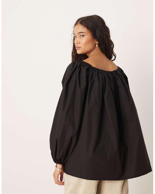 Glamorous Black Bardot Swing Top