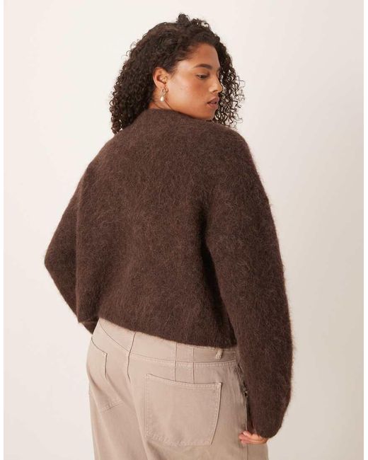 ASOS Brown Asos Design Curve Chunky Premium Alpaca Cardigan