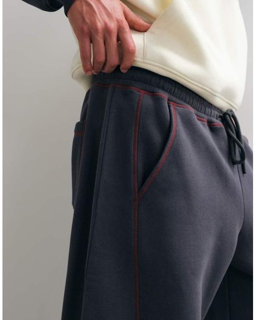 ASOS Blue Asos Desig Cocoon Fit jogger With Contrast Coverstitch Co for men