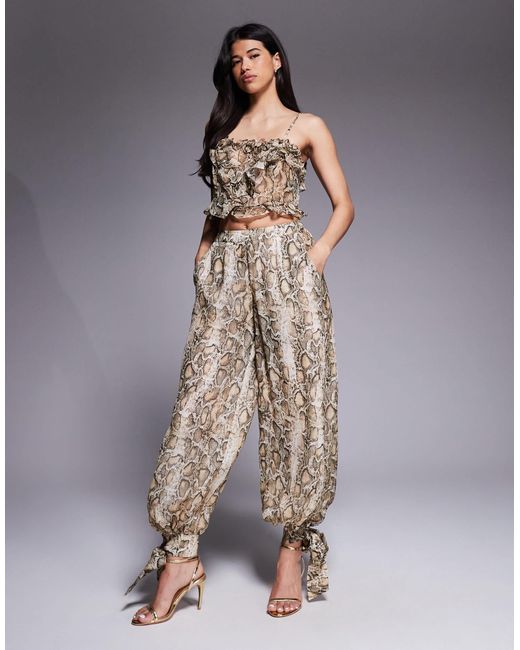 Bardot Women's Natural Alira Chiffon Balloon Pant Co-ord