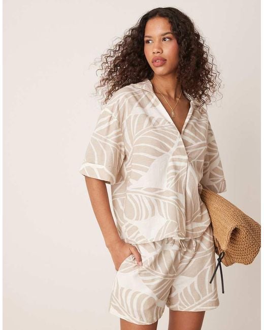 Vila Natural Boxy Polo Detail Top Co-ord