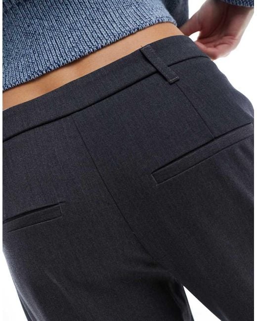 Bershka Blue Low Rise Wide Leg Tailored Pants