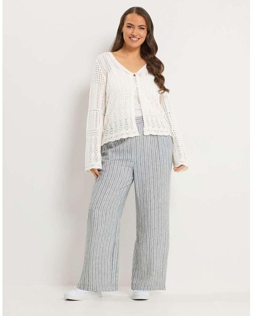 Yours Clothing White Pointelle Knitted Cardigan