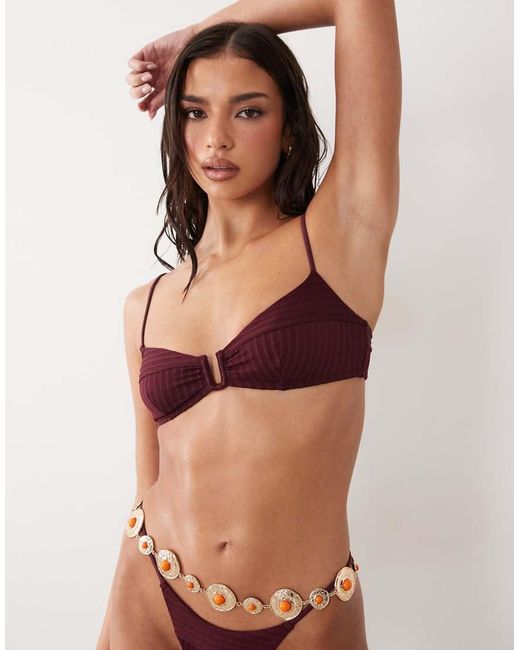 ASOS Red Rory Spliced Rib Vwire Bikini Top