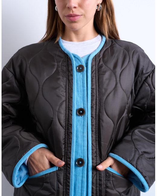 TOPSHOP Blue – doppellagige, gefütterte steppjacke