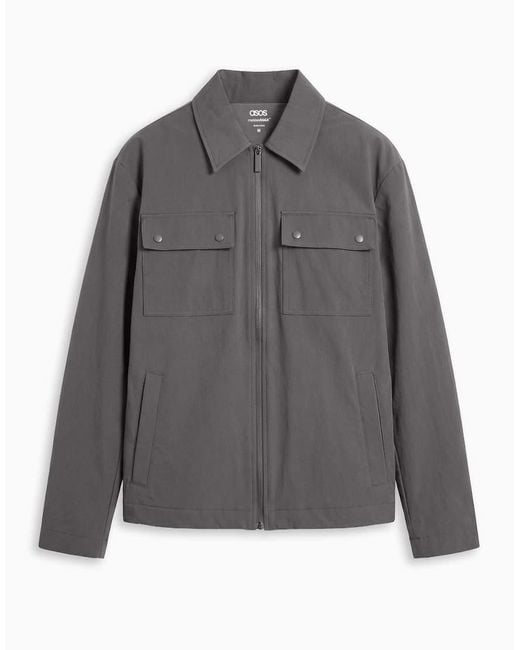 ASOS Gray Motionmax Co-Ord Four Way Stretch Shacket for men