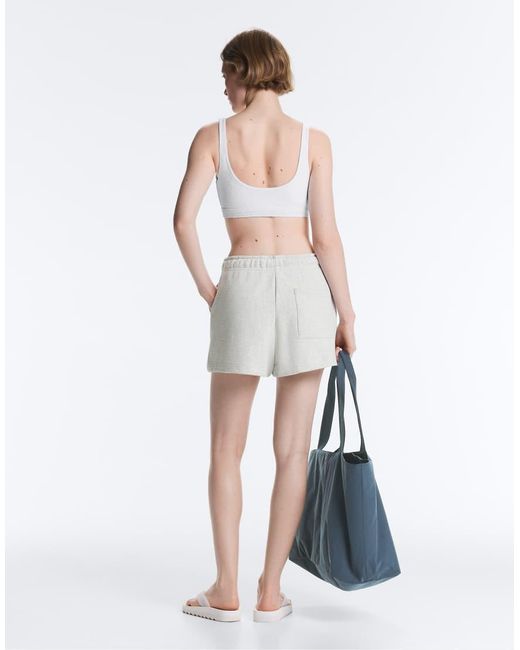Oysho White Embroidered Medium-Support Sports Bra