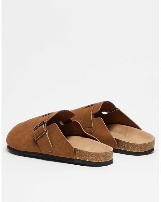 Sandales à enfiler style sabots avec semelle en liège - fauve ASOS pour homme en coloris Black