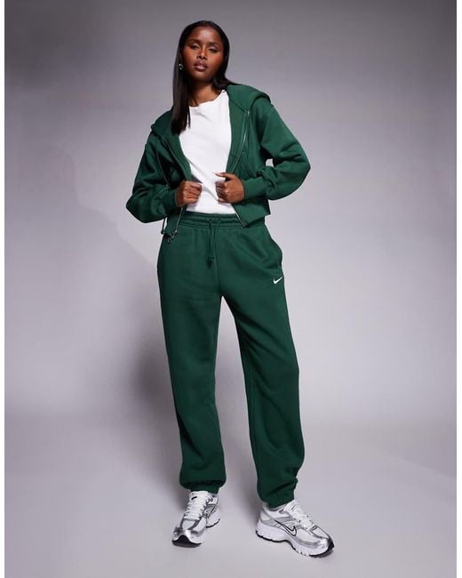 Nike Green Phoenix Fleece Cropped Zip Through Hoodie
