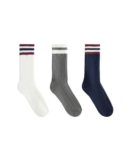 Oysho Blue 3 Pairs Of Cotton Blend Classic Socks