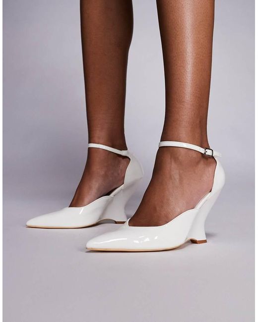 Public Desire White Mannequin Wedge Heel Pointed Toe Shoes