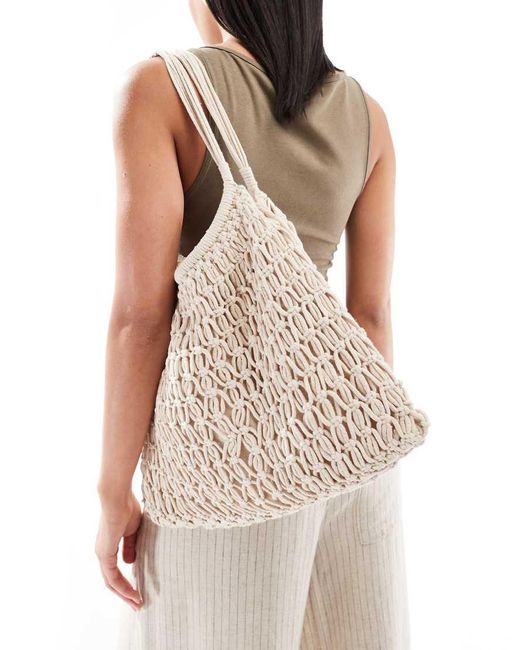 Borsa Da Mare All'Uncinetto Color Écru di Pull&Bear in White