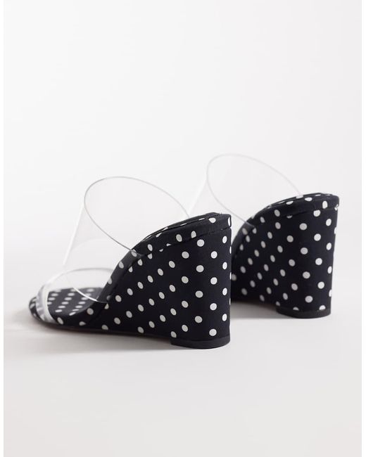 ASOS White Hennie Double Strap Mid Heeled Wedges