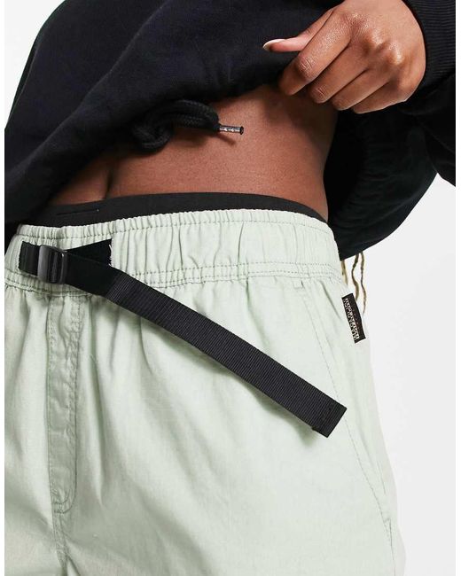 Napapijri Black Dru Woven Cotton Shorts With Belt