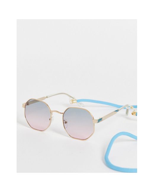 Bershka White Sunglasses With Chain for men