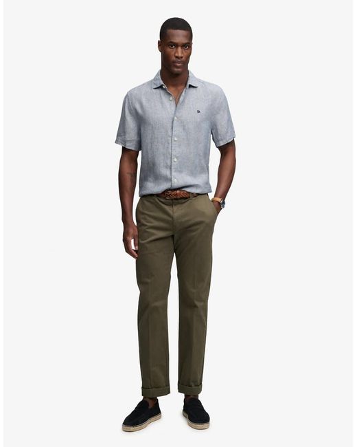 Superdry Gray Riviera Short Sleeve Linen Shirt for men
