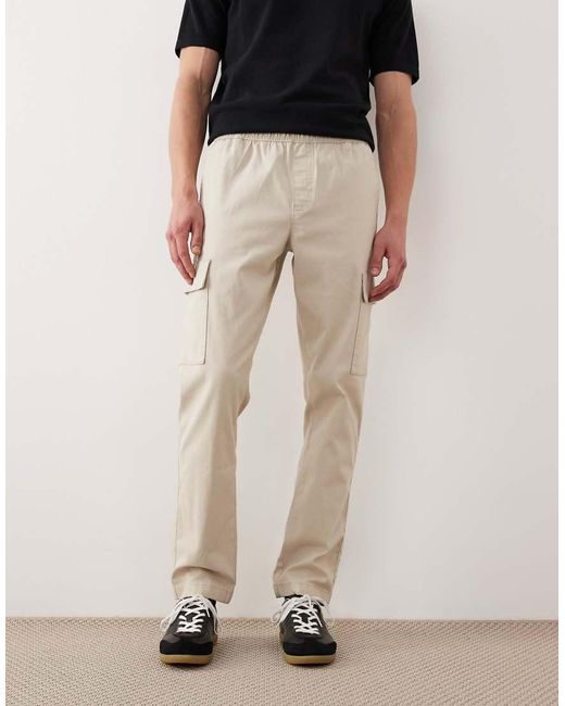 ASOS Natural Slim Pull On Cargo Trousers for men