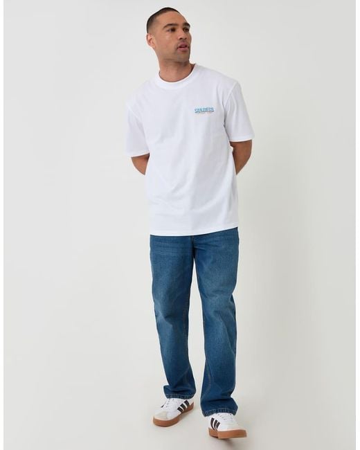 Threadbare Blue Relaxed Fit Graphic Cotton T-Shirt for men