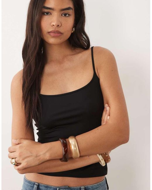 Mango Blue Polyamide Strappy Cami Top