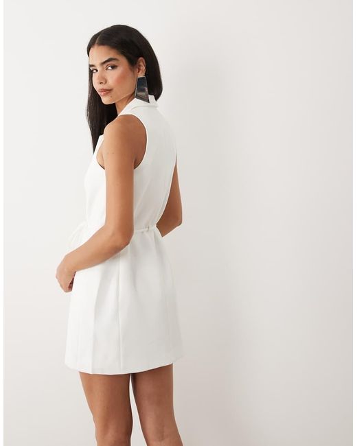 Kaiia Gray Exclusive Tailored Sleeveless Tie Waist Detail Mini Dress