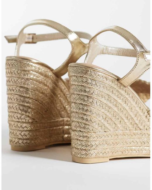 New Look Cross Strap Plaited Wedge Sandal in Metallic | Lyst UK