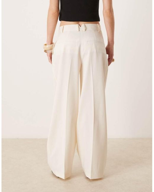 ASOS White Petite Tailored Wide Leg Trousers With Pleat Detail