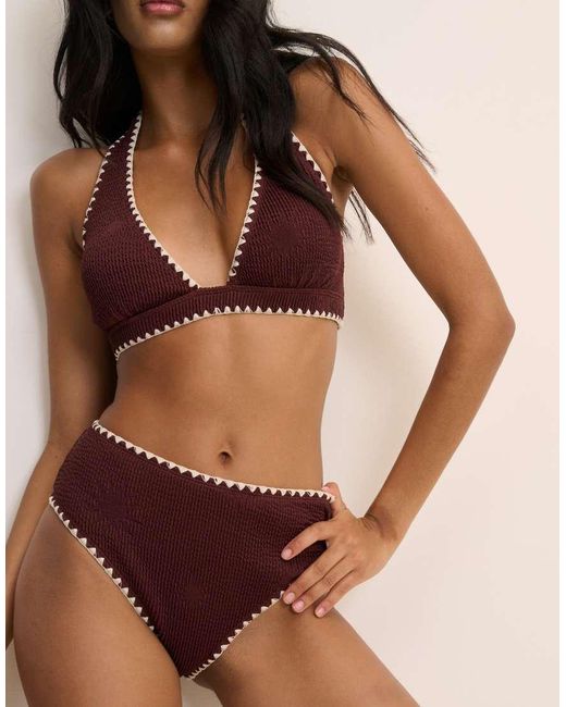 Nobody's Child Brown Whipstitch High Waisted Bikini Bottoms