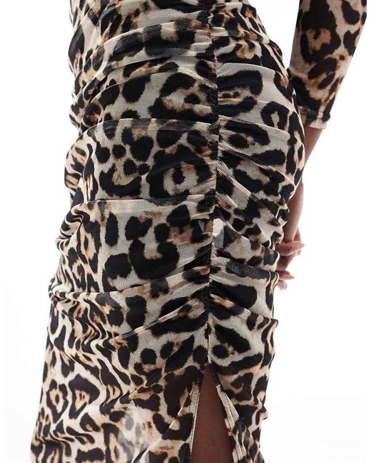 Vestito Midi A Maniche Lunghe di AX Paris in Brown